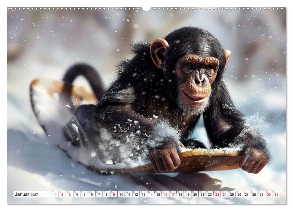 Schimpansen - Ein Jahr mit Menschenaffen. (CALVENDO Wandkalender 2027)