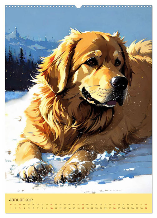 Golden Retriever. Kunstvolle Porträts des beliebten Hundes (CALVENDO Wandkalender 2027)