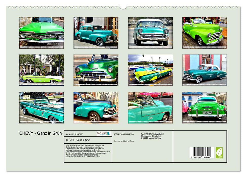 CHEVY - Ganz in Grün (CALVENDO Premium Wandkalender 2027)