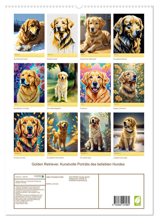 Golden Retriever. Kunstvolle Porträts des beliebten Hundes (CALVENDO Premium Wandkalender 2027)