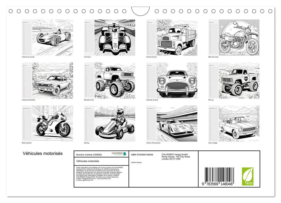 Véhicules motorisés (CALVENDO Calendrier mensuel 2027)