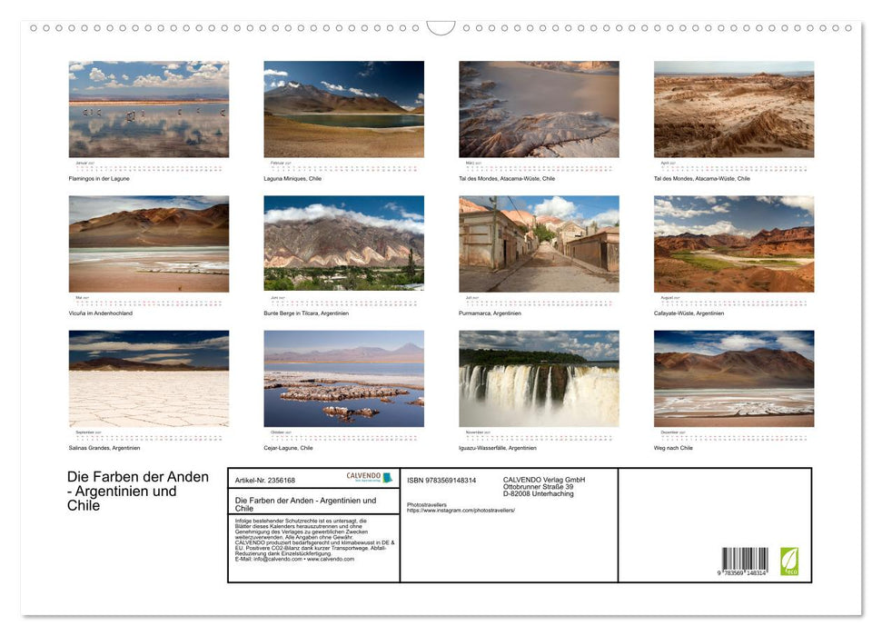 Die Farben der Anden - Argentinien und Chile (CALVENDO Wandkalender 2027)