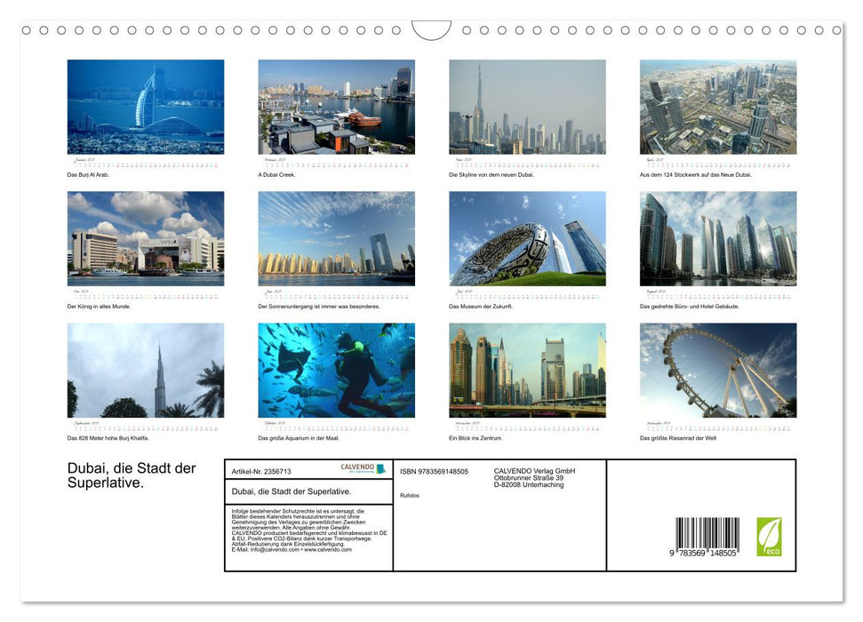 Dubai, die Stadt der Superlative. (CALVENDO Wandkalender 2027)