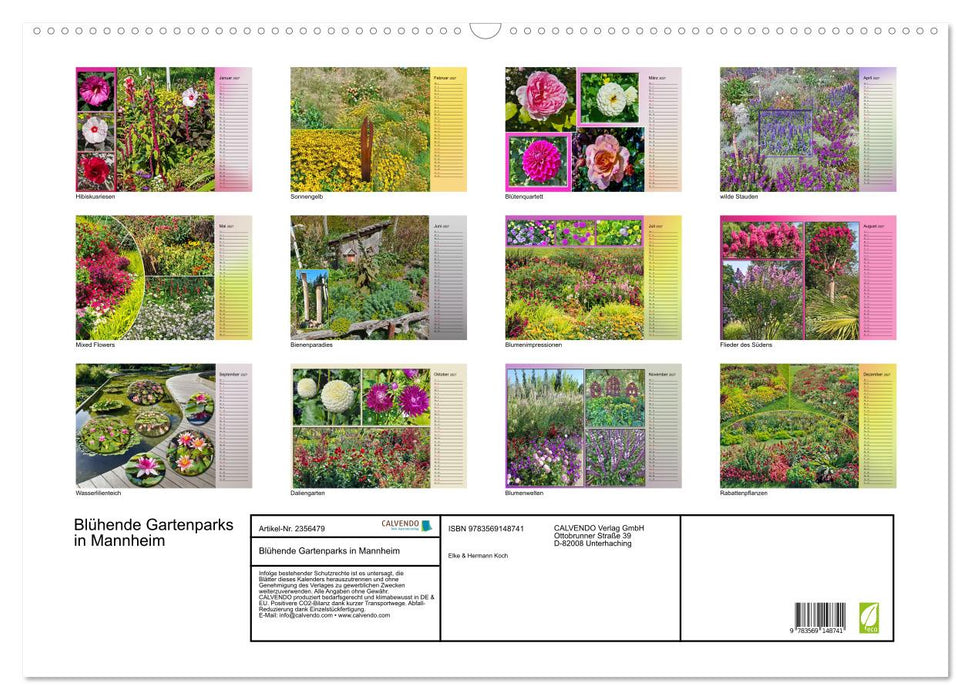 Blühende Gartenparks in Mannheim (CALVENDO Wandkalender 2027)