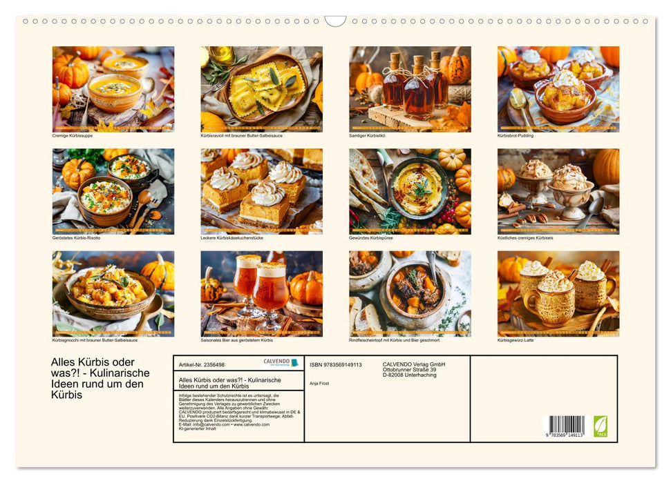 Alles Kürbis oder was?! - Kulinarische Ideen rund um den Kürbis (CALVENDO Wandkalender 2027)