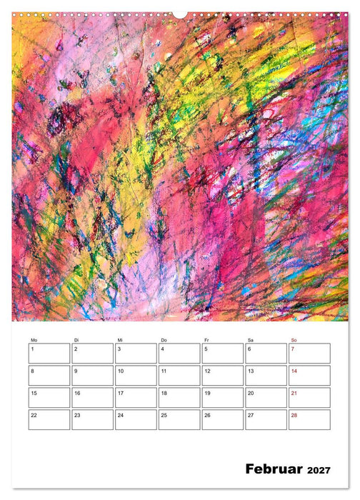 Ungebändigt frei - Abstrakte Malerei - dynamische Linien in leuchtenden Farbräumen (CALVENDO Wandkalender 2027)