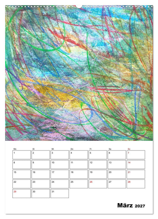 Ungebändigt frei - Abstrakte Malerei - dynamische Linien in leuchtenden Farbräumen (CALVENDO Wandkalender 2027)