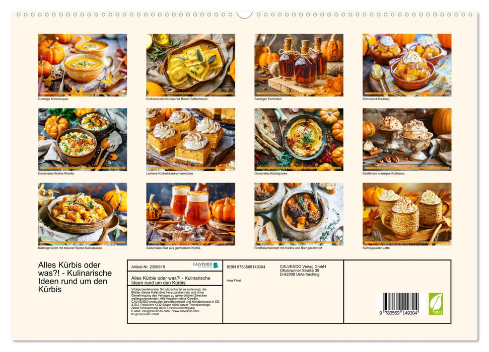 Alles Kürbis oder was?! - Kulinarische Ideen rund um den Kürbis (CALVENDO Premium Wandkalender 2027)