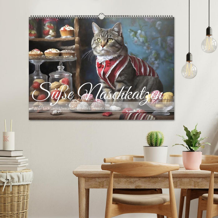 Süße Naschkatzen - Pelzige Leckermäulchen zwischen süßen Desserts und Torten (CALVENDO Wandkalender 2027)
