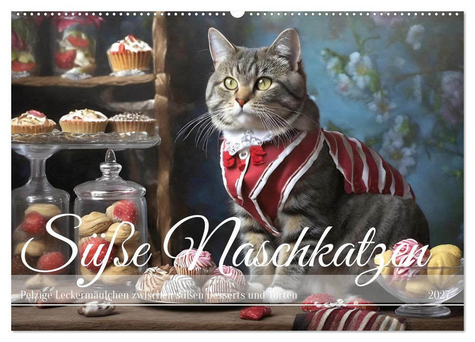 Süße Naschkatzen - Pelzige Leckermäulchen zwischen süßen Desserts und Torten (CALVENDO Wandkalender 2027)
