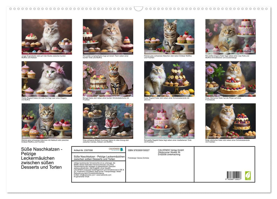 Süße Naschkatzen - Pelzige Leckermäulchen zwischen süßen Desserts und Torten (CALVENDO Wandkalender 2027)