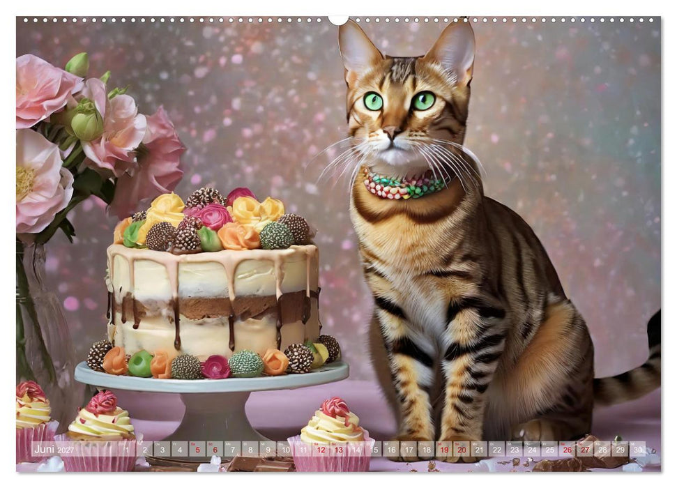 Süße Naschkatzen - Pelzige Leckermäulchen zwischen süßen Desserts und Torten (CALVENDO Wandkalender 2027)