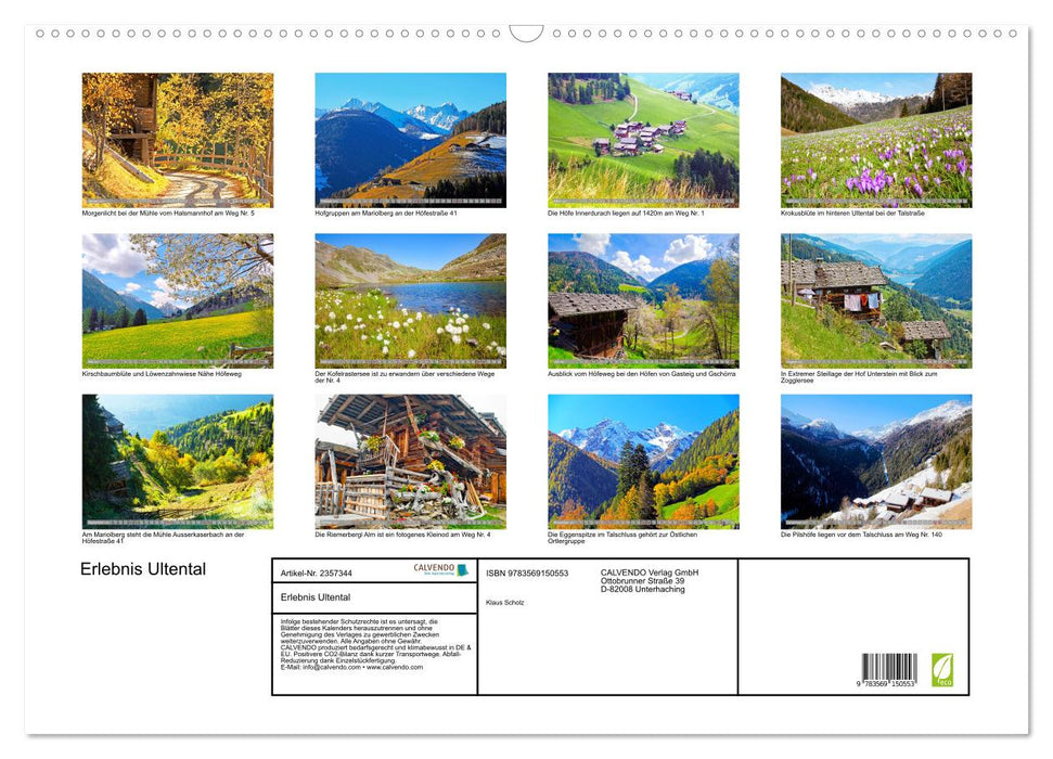 Erlebnis Ultental (CALVENDO Wandkalender 2027)