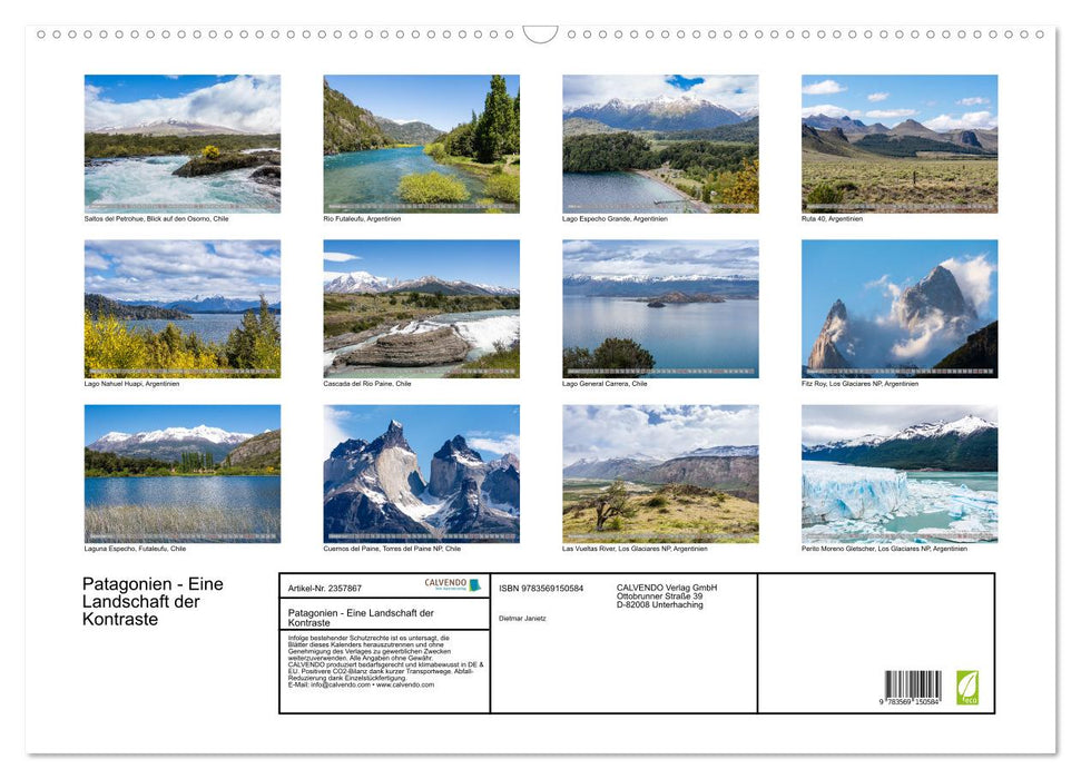Patagonien - Eine Landschaft der Kontraste (CALVENDO Wandkalender 2027)