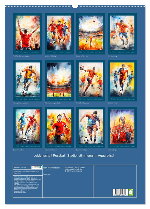 Leidenschaft Fussball. Stadionstimmung im Aquarellstil (CALVENDO Wandkalender 2027)