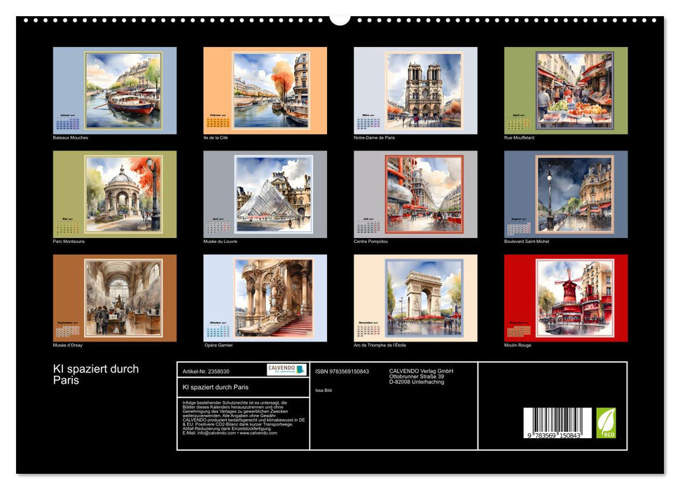 KI spaziert durch Paris (CALVENDO Premium Wandkalender 2027)