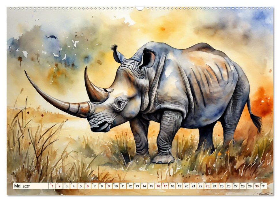Zauberhafte Aquarelle von Afrikas Tierwelt (CALVENDO Premium Wandkalender 2027)
