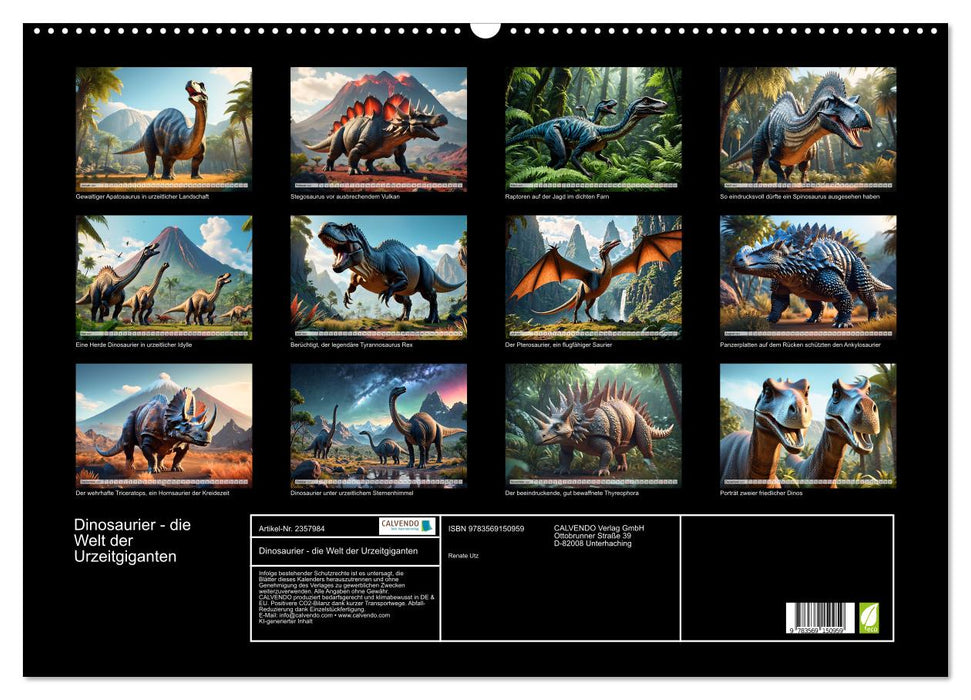 Dinosaurier - die Welt der Urzeitgiganten (CALVENDO Wandkalender 2027)