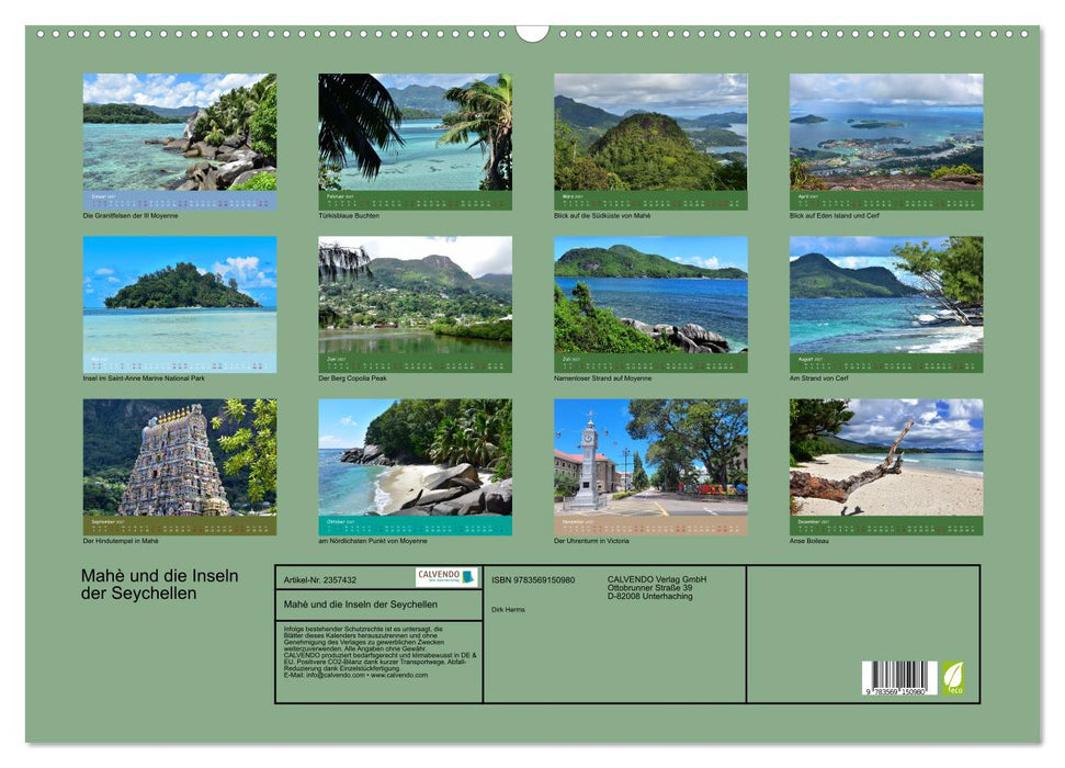 Mahè und die Inseln der Seychellen (CALVENDO Wandkalender 2027)