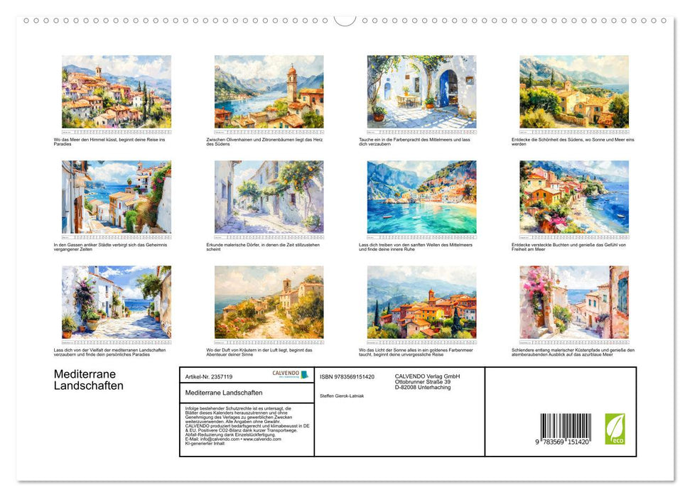 Mediterrane Landschaften (CALVENDO Premium Wandkalender 2027)