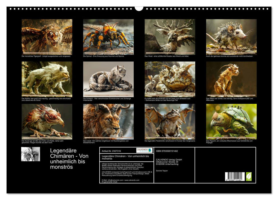 Legendäre Chimären - Von unheimlich bis monströs (CALVENDO Wandkalender 2027)
