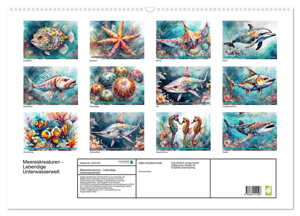 Meereskreaturen - Lebendige Unterwasserwelt (CALVENDO Wandkalender 2027)