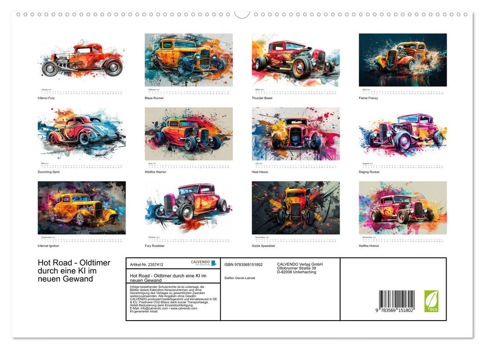 Hot Road - Oldtimer durch eine KI im neuen Gewand (CALVENDO Premium Wandkalender 2027)
