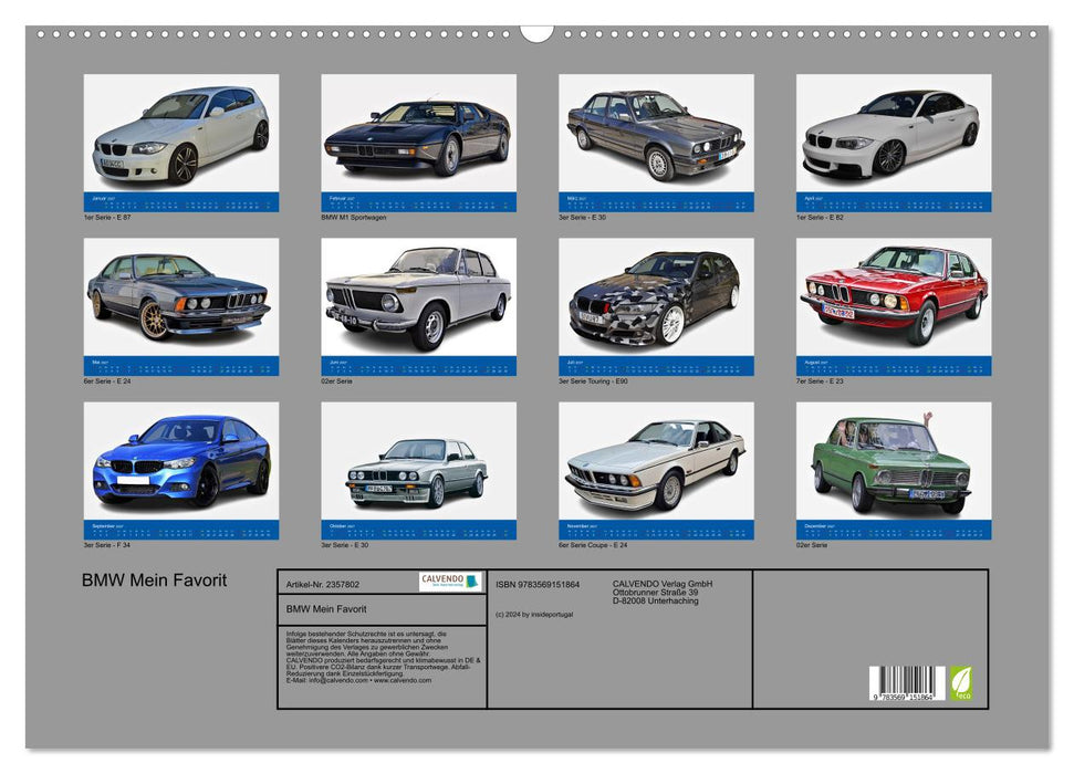 BMW Mein Favorit (CALVENDO Wandkalender 2027)
