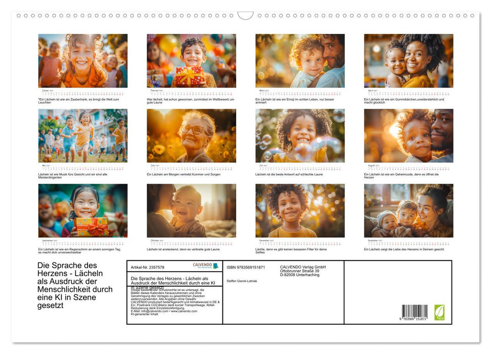 Die Sprache des Herzens - Lächeln als Ausdruck der Menschlichkeit durch eine KI in Szene gesetzt (CALVENDO Wandkalender 2027)