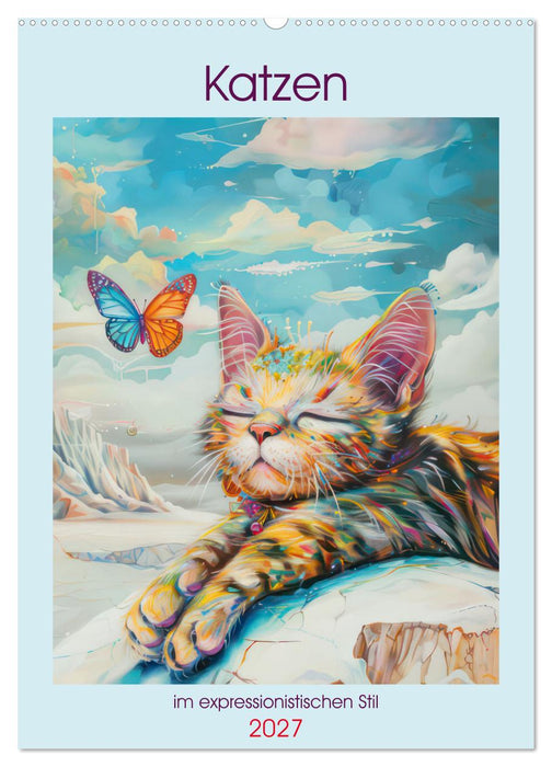 Katzen im expressionistischen Stil (CALVENDO Wandkalender 2027)