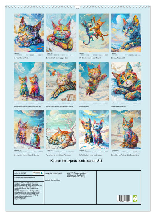 Katzen im expressionistischen Stil (CALVENDO Wandkalender 2027)