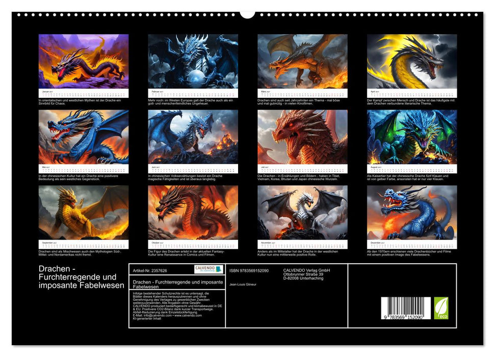 Drachen - Furchterregende und imposante Fabelwesen (CALVENDO Premium Wandkalender 2027)