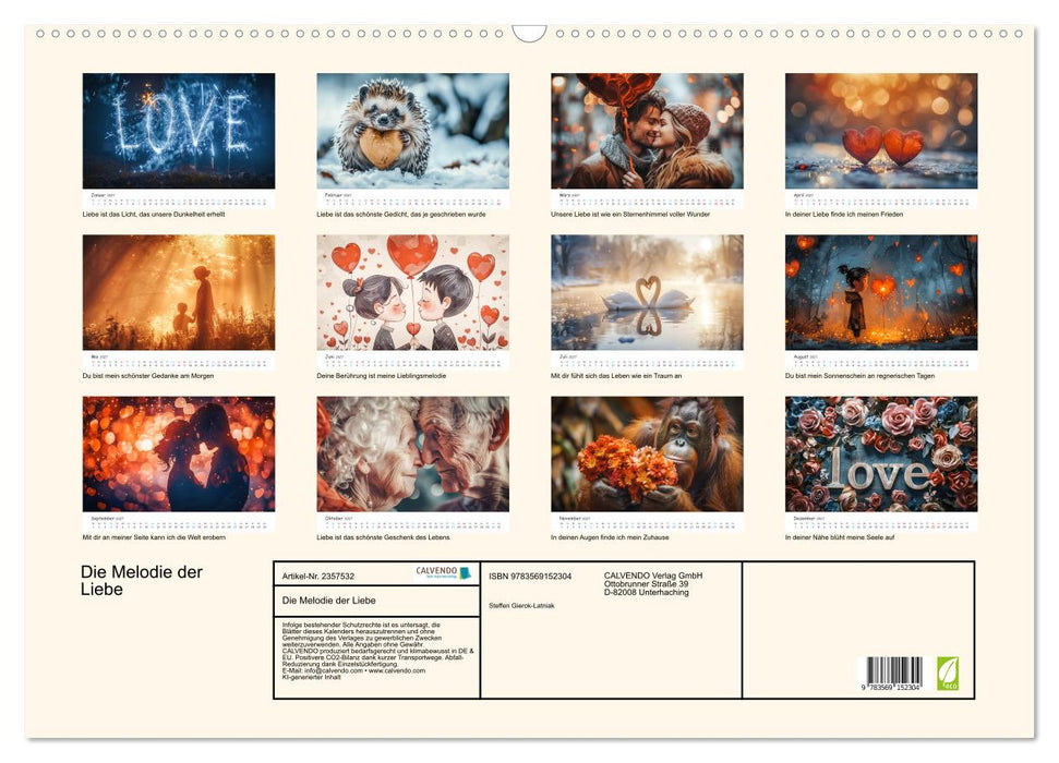 Die Melodie der Liebe (CALVENDO Wandkalender 2027)