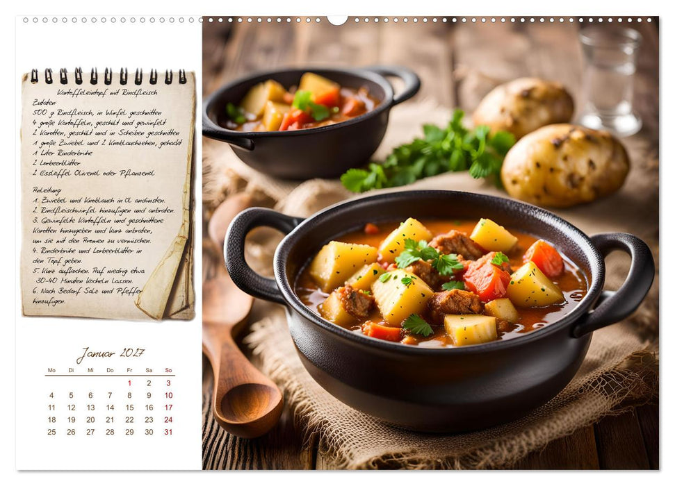 Kartoffelzeit - Zwölf klassische KI Kartoffelgerichte mit Rezept (CALVENDO Wandkalender 2027)