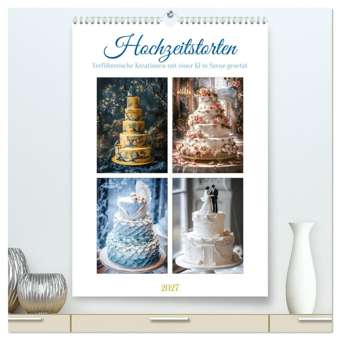 Hochzeitstorten - Verführerische Kreationen mit einer KI in Szene gesetzt (CALVENDO Premium Wandkalender 2027)