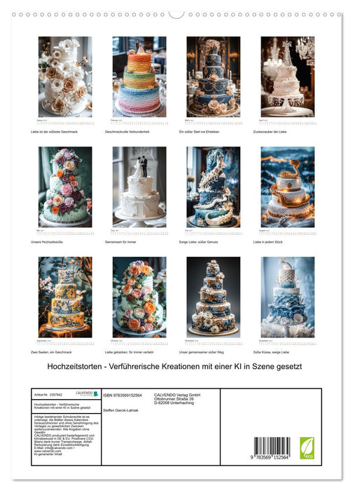 Hochzeitstorten - Verführerische Kreationen mit einer KI in Szene gesetzt (CALVENDO Premium Wandkalender 2027)