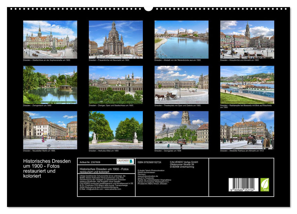 Historisches Dresden um 1900 - Fotos restauriert und koloriert (CALVENDO Premium Wandkalender 2027)