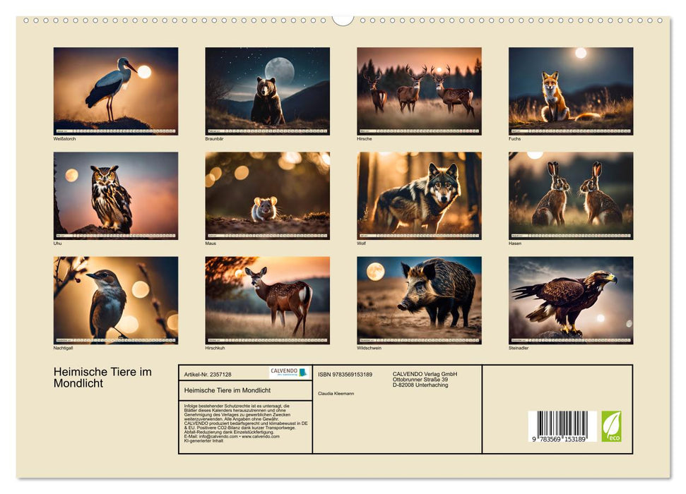Heimische Tiere im Mondlicht (CALVENDO Premium Wandkalender 2027)