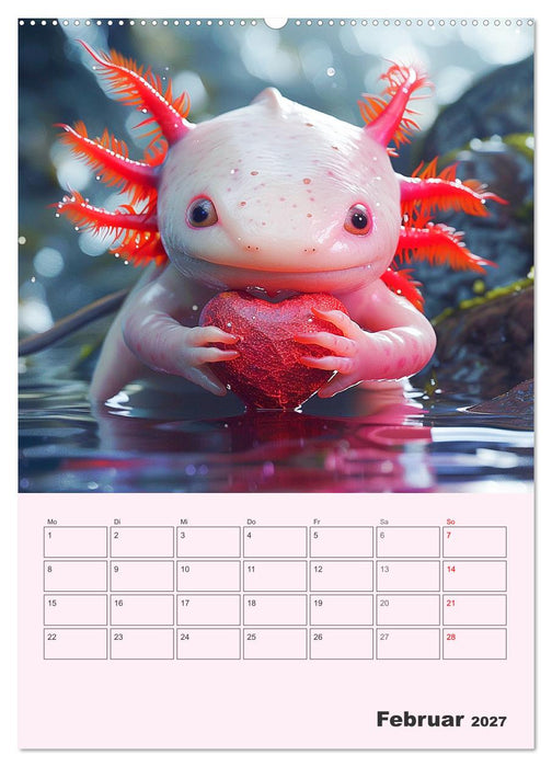 Axolotl. Lustiger Schwanzlurch mit Superkräften (CALVENDO Premium Wandkalender 2027)