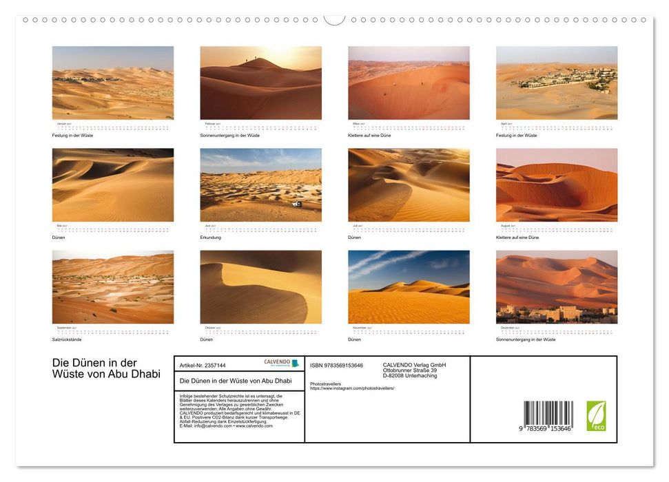 Die Dünen in der Wüste von Abu Dhabi (CALVENDO Premium Wandkalender 2027)