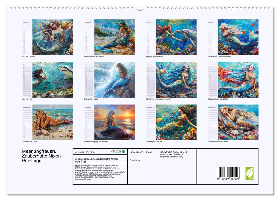 Meerjungfrauen. Zauberhafte Nixen-Paintings (CALVENDO Premium Wandkalender 2027)