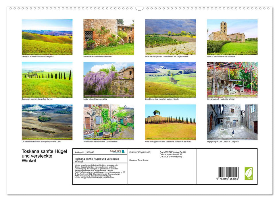 Toskana sanfte Hügel und versteckte Winkel (CALVENDO Premium Wandkalender 2027)