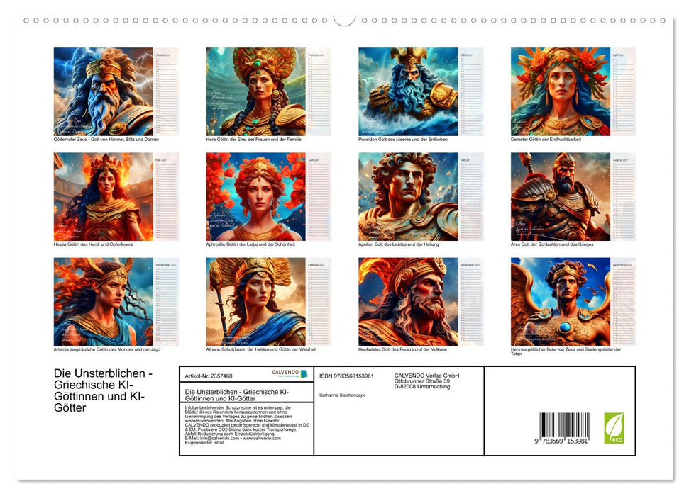Die Unsterblichen - Griechische KI-Göttinnen und KI-Götter (CALVENDO Premium Wandkalender 2027)