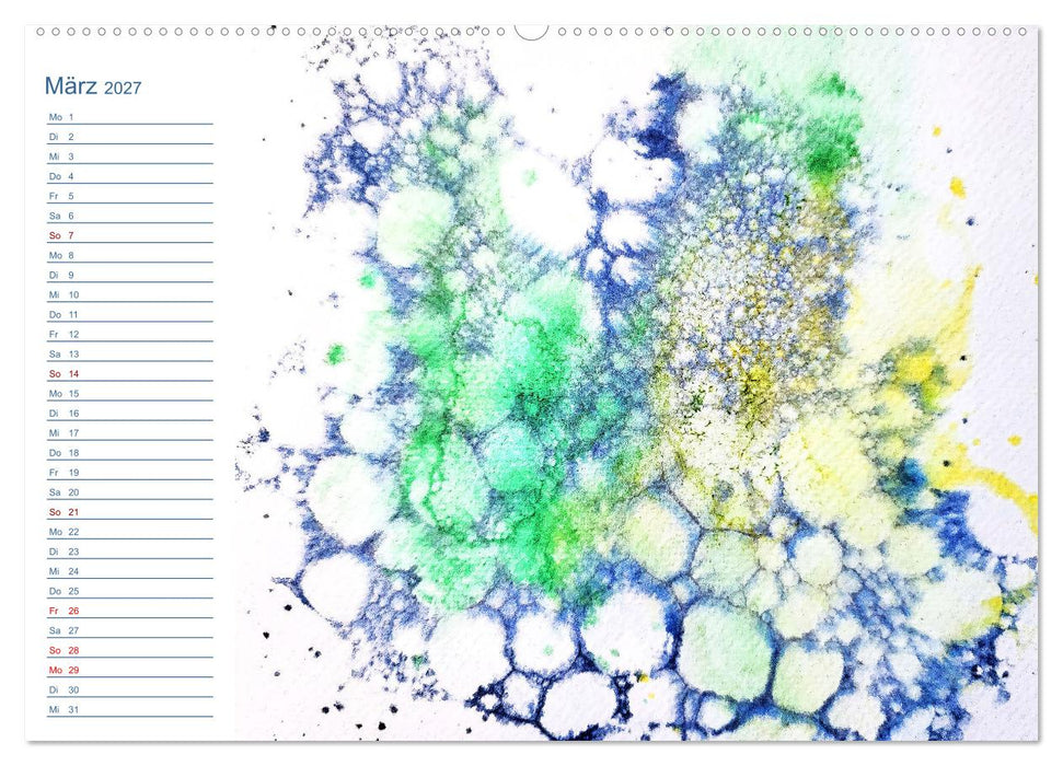 Jadegrün und Königsblau - Zauberhafte Aquarellexperimente in Grün und Blau (CALVENDO Wandkalender 2027)