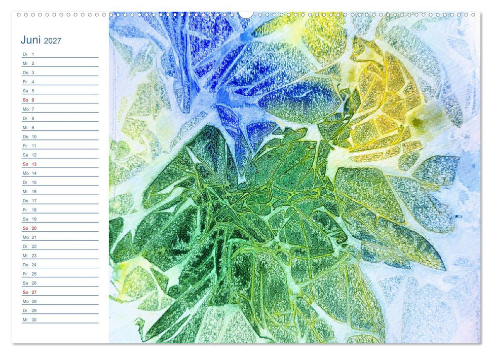 Jadegrün und Königsblau - Zauberhafte Aquarellexperimente in Grün und Blau (CALVENDO Wandkalender 2027)