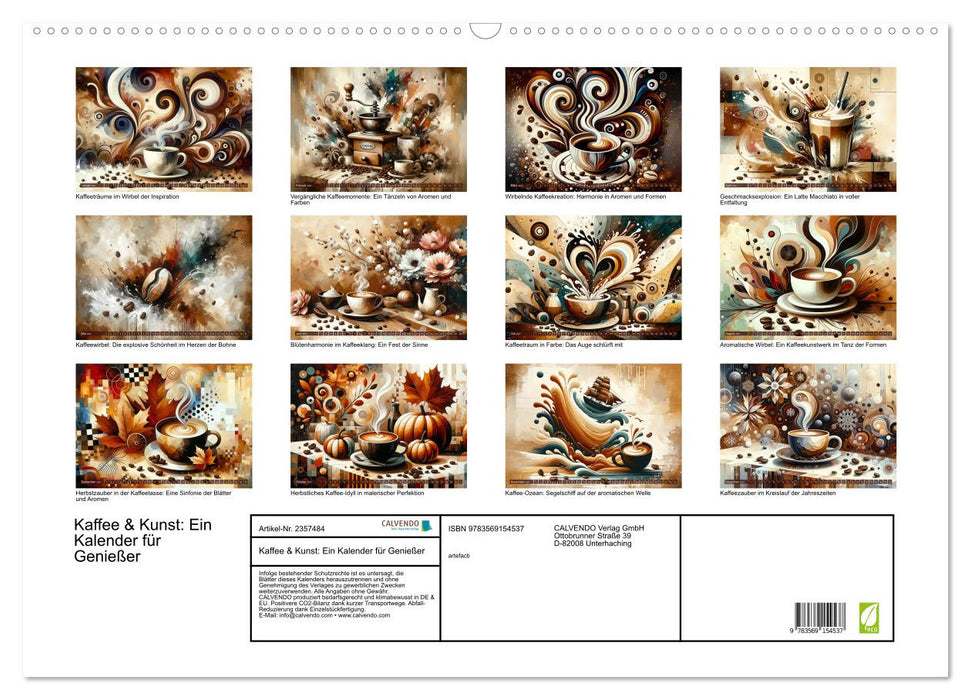 Kaffee & Kunst: Ein Kalender für Genießer (CALVENDO Wandkalender 2027)