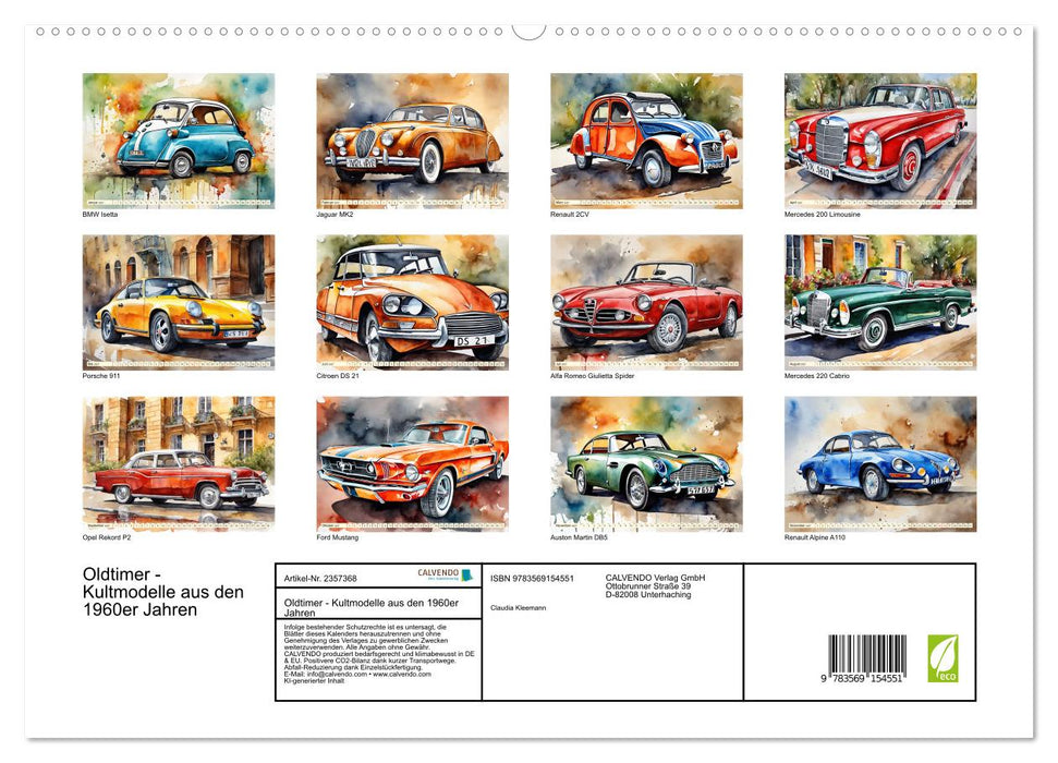 Oldtimer - Kultmodelle aus den 1960er Jahren (CALVENDO Premium Wandkalender 2027)