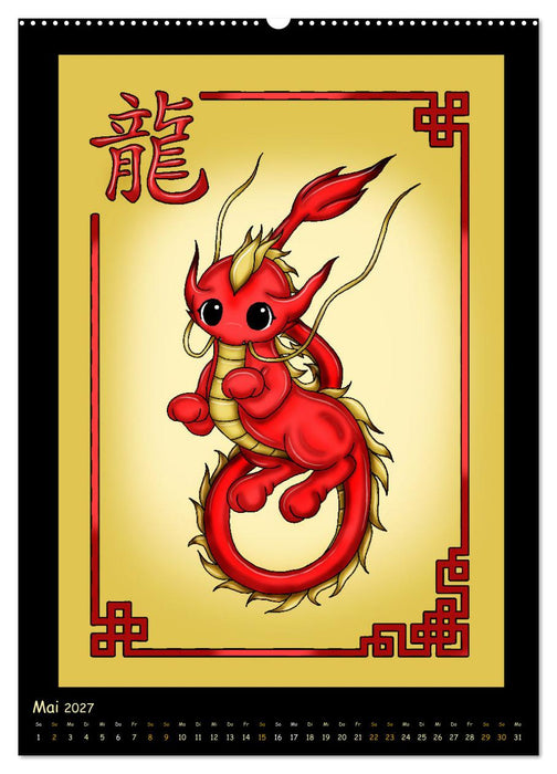 niedliche Tierkreiszeichen im chinesischem Stil (CALVENDO Premium Wandkalender 2027)