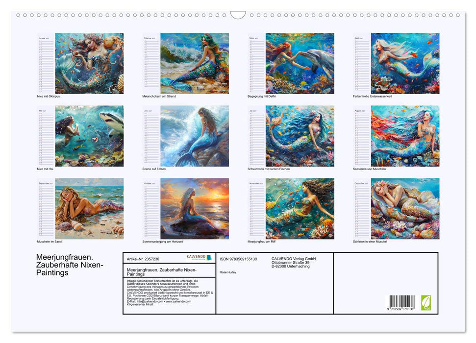 Meerjungfrauen. Zauberhafte Nixen-Paintings (CALVENDO Wandkalender 2027)