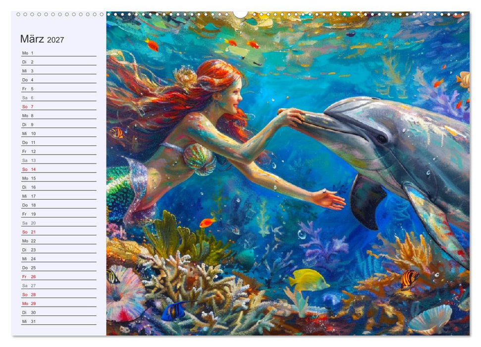 Meerjungfrauen. Zauberhafte Nixen-Paintings (CALVENDO Wandkalender 2027)